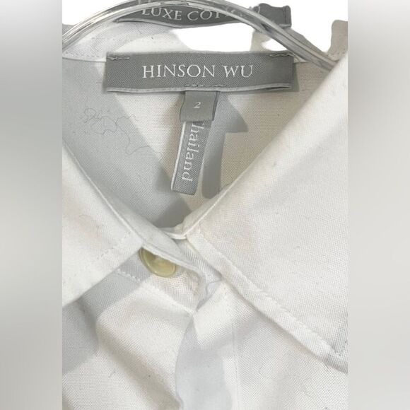 Hinson Wu•Luxe Cotton Button Down Shirt Tailored with Cuffs - Picture 4 of 7